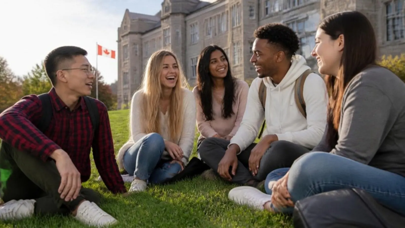 Illustrative image: Friends on the campus lawn