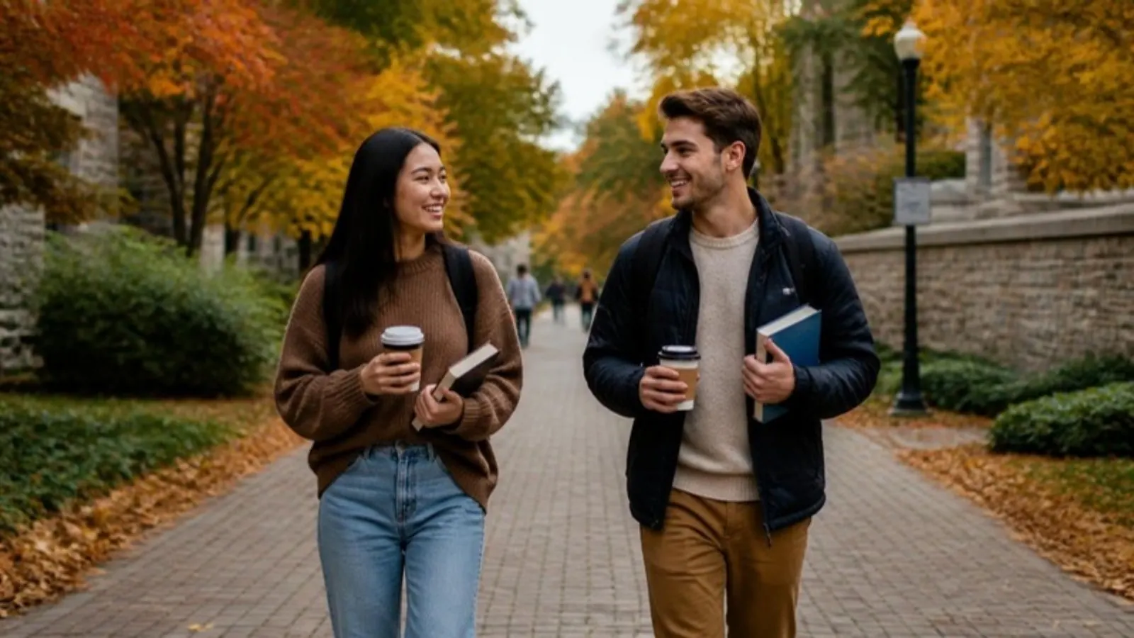 Illustrative image: Autumn walk to class